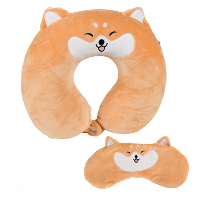 Подушка для путешествий Pengu подушка-подголовник мягкая с повязкой на глаза (R37609) (Бежевый)