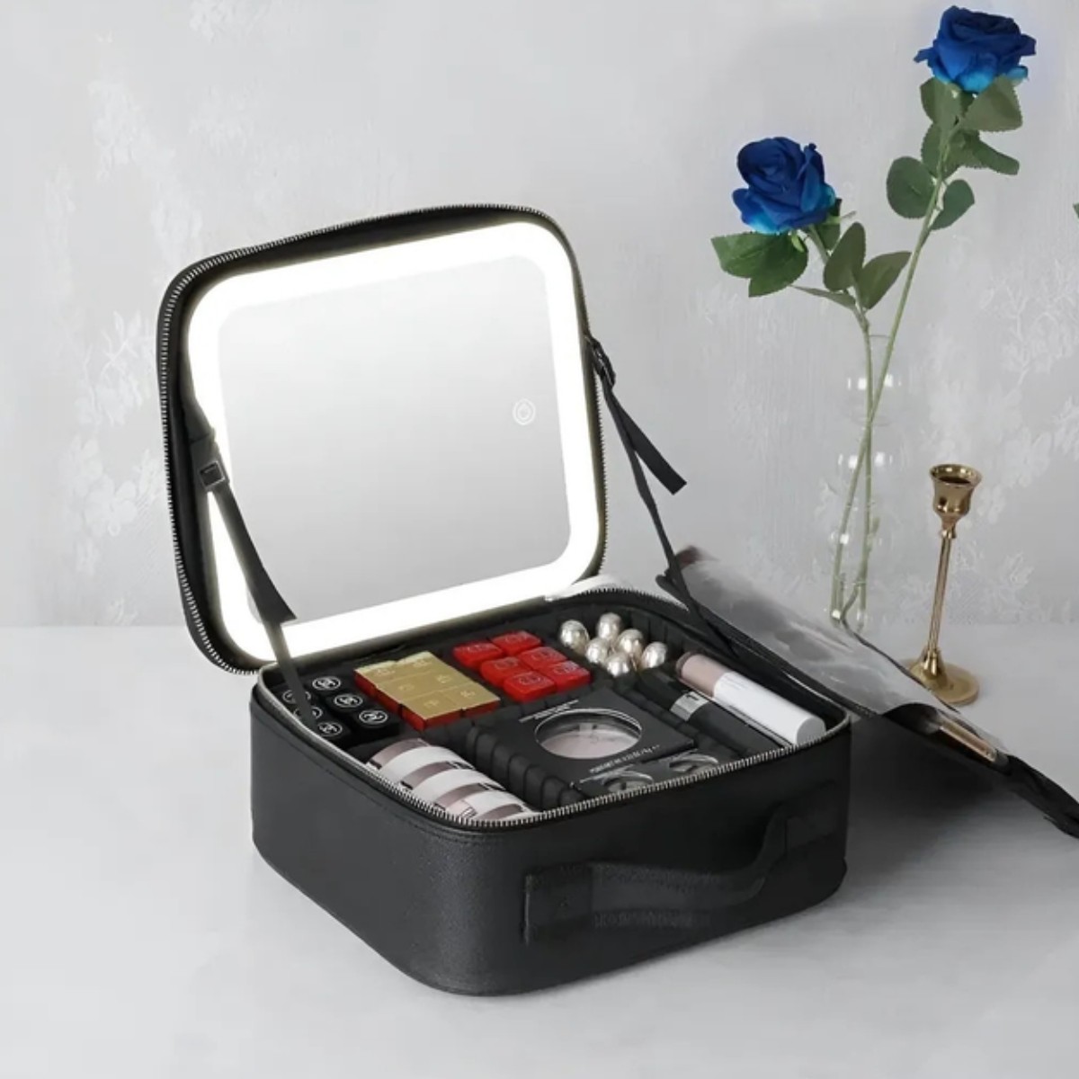 Косметичка чемоданчик Makeup Case с зеркалом и LED подсветкой, органайзер для хранения косметики