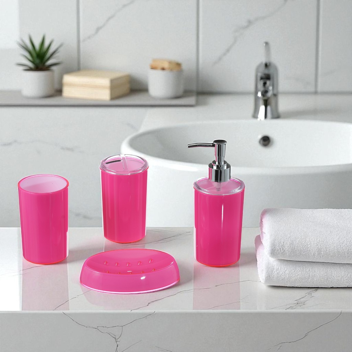 Набор для ванной Bath Series Глянец 4 предмета Акрил (12210) (Розовый)