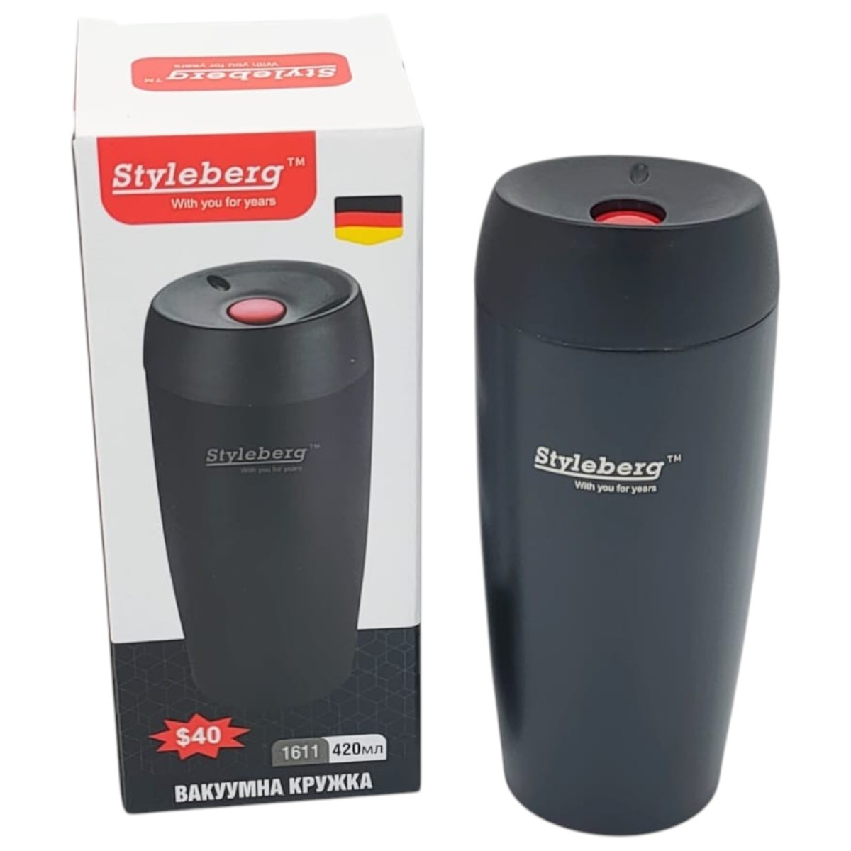 Термокружка вакуумная STYLEBERG 420 мл (1611 L) Black