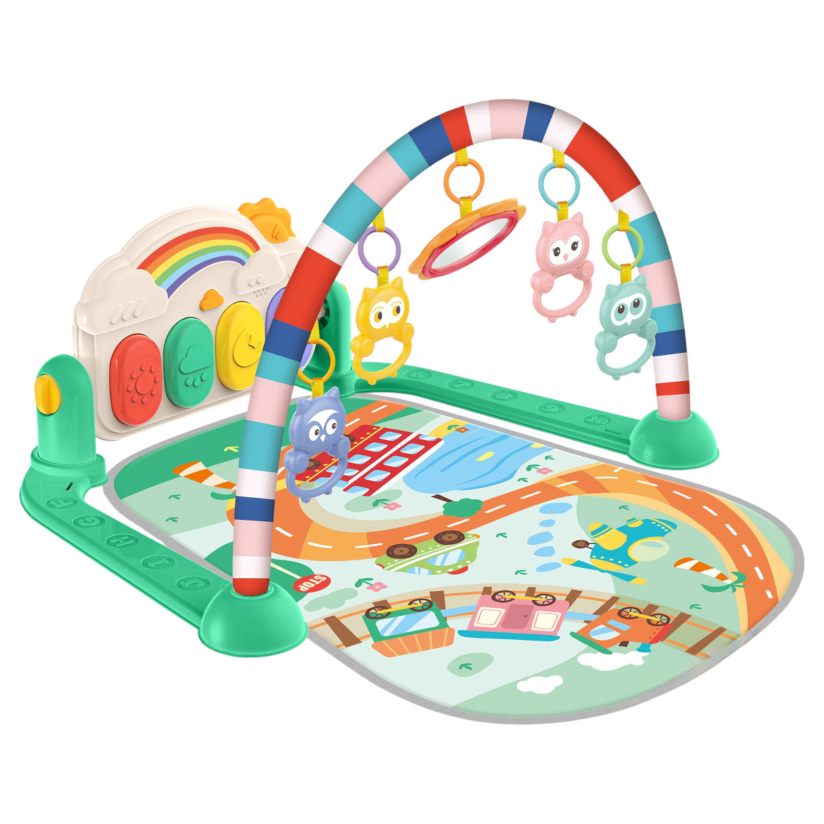 Развивающий коврик для детей Piano Fitness Rack с дугой, пианино и подвесками (НЕ 0652)