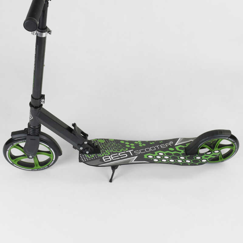 Самокат_70875_(2)_Best_Scooter_ЧЕРНЫЙ_зажим_руля_переднее_колесо_PU_-_22_см_заднее_колесо_PU_-_20_см