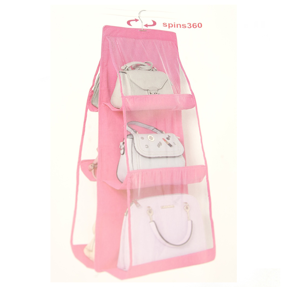 Органайзер для сумок подвесной Hanging Purse Organizer 35 х 90 см (Розовый)