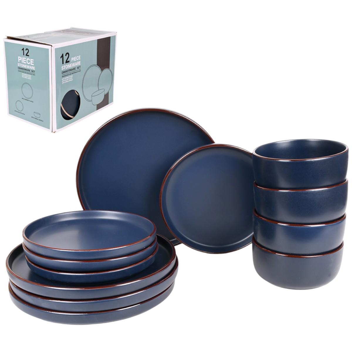 Набор столовой посуды Piece Stoneware 12 предметов (MC5579-1) Темно-синий