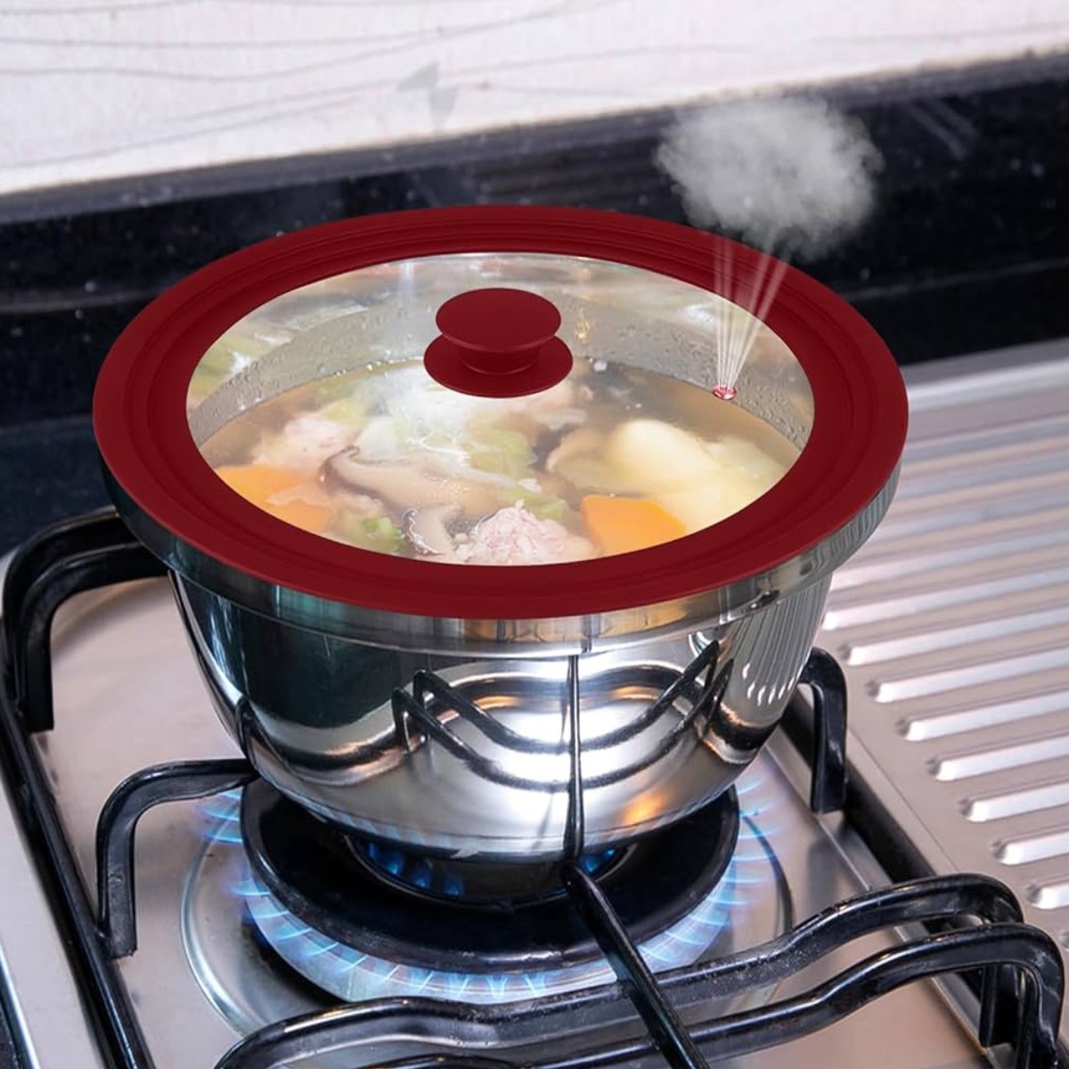 Крышка мультиразмерная Multi-Size Lid стеклянная с силиконовым ободком 18/20/22 см (R41271-20)