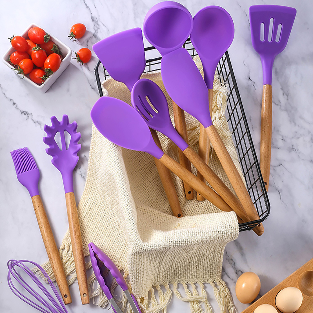 Набір кухонних предметів Kitchen Dining 12 предметів (0350) Силікон Фіолетовий