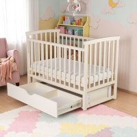 Кроватка детская маятник опускной борт + ящик TOYS 