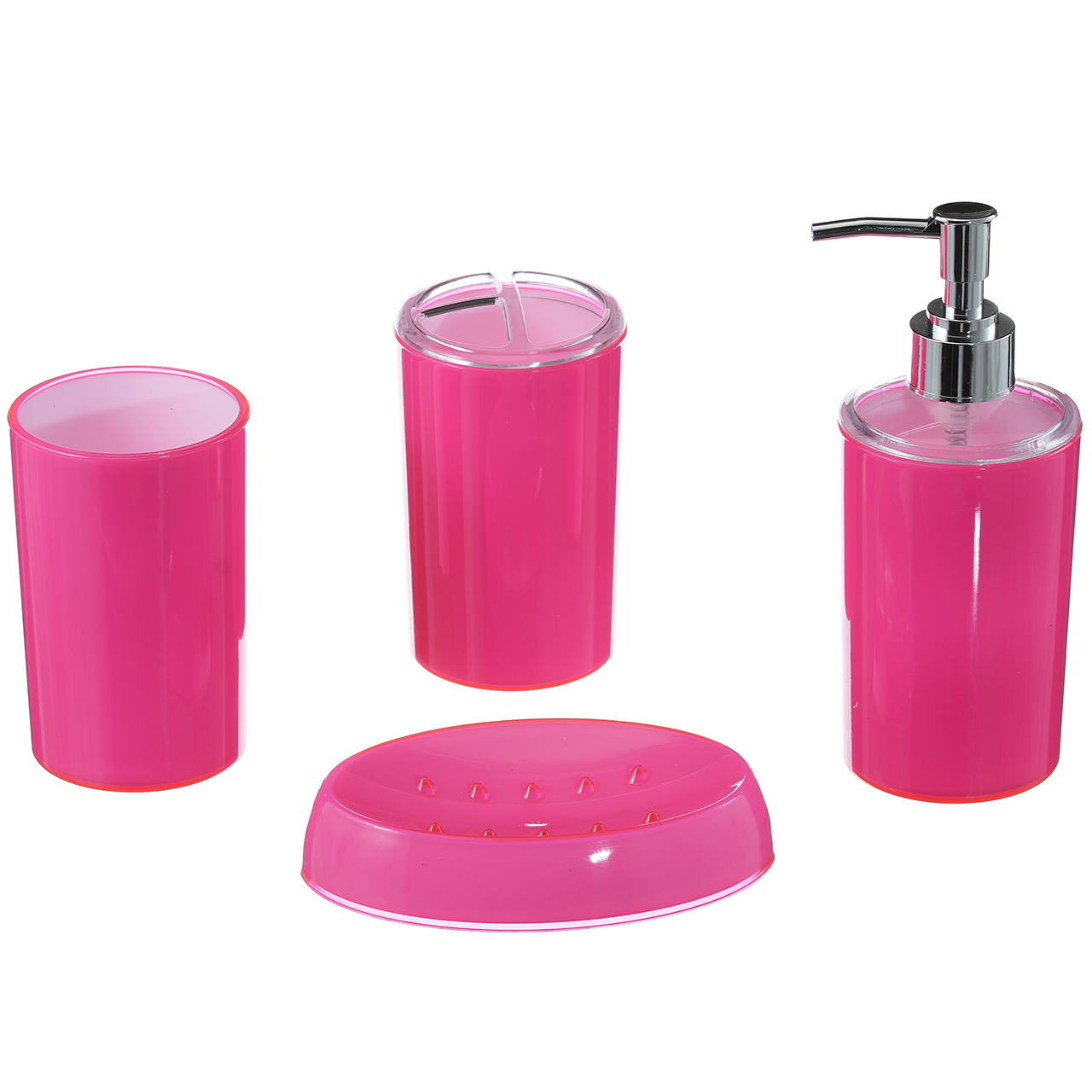 Набор для ванной 4 предмета пластик розовый. Набор для ванной комнаты "Клементе" фиолетовый 4 предмета. Акриловые наборы для ванной
