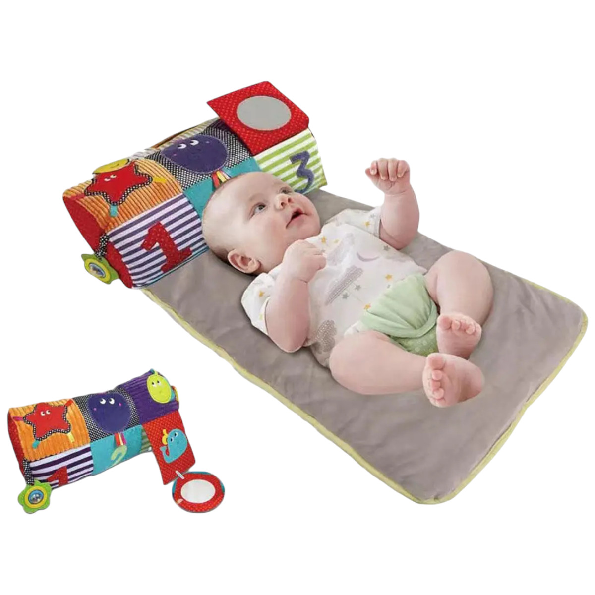 Детский игровой коврик Baby Carpet 75 х 42 см мягкий валик с игровыми элементами (023-78 A)
