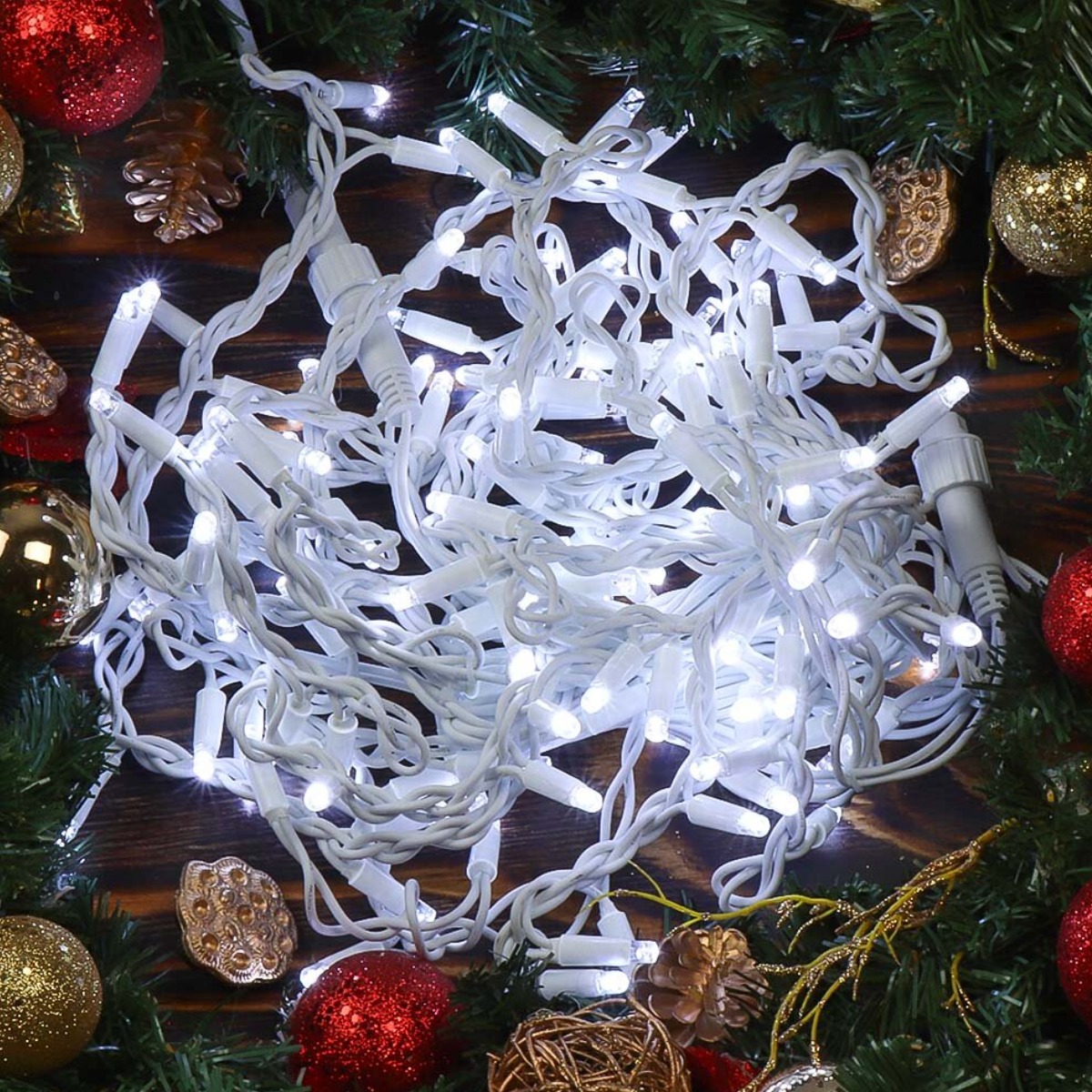 Гірлянда новорічна вулична Ledlight 10 м білий провід (RD7097) Біла