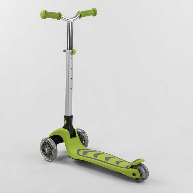 Самокат_трехколесный_Y-00436_(4)_Best_Scooter_САЛАТОВЫЙ_складной_алюминиевый_руль_4_колеса_PU_со_све