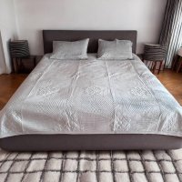 Покрывало велюровое стеганое Евро KOLOCO 220 х 240 см + 2 наволочки (40230) Серый
