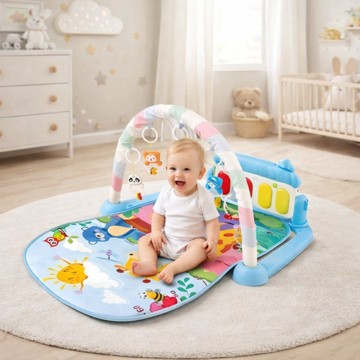 Игровой развивающий музыкальный коврик для младенцев Play Mat с дугой и пианино (972)