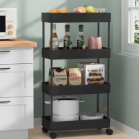 Этажерка на колесах Modern Home 4 яруса 21 х 14 х 41 см (M50291-BL) Черная