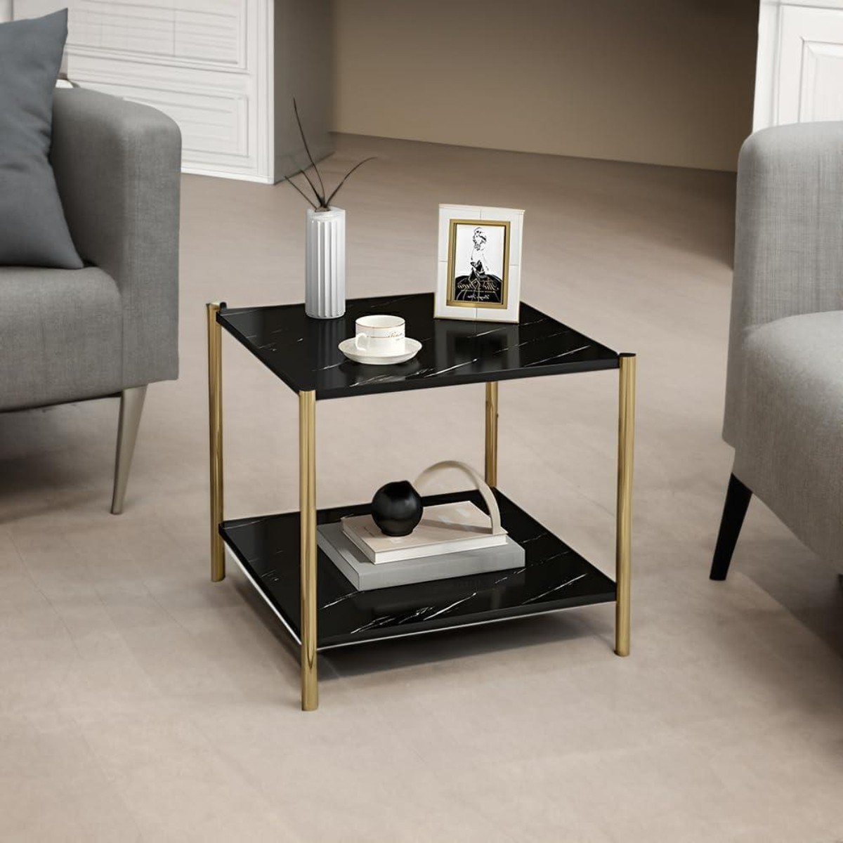 Стіл журнальний Modern Home 2 яруси 40 х 40 х 43 см (M50268-BL) Чорний