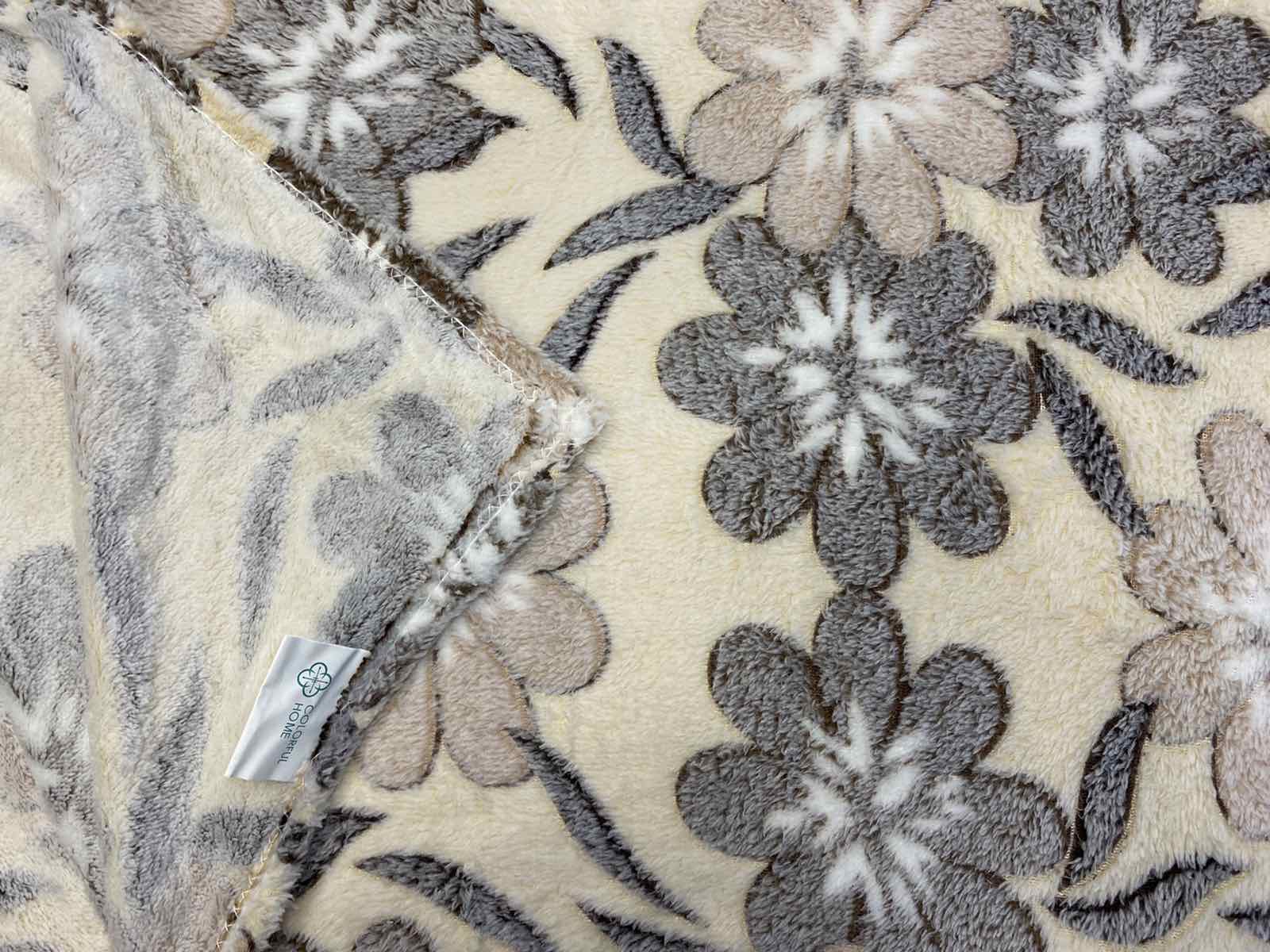 Плед покривало стрижка COLORFUL HOME мікрофібра 200 х 220 (23289) Бежева Квіточка