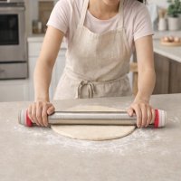 Скалка для теста металлическая с кольцами для регулировки толщины Rolling Pin 35.5 см (R41022)