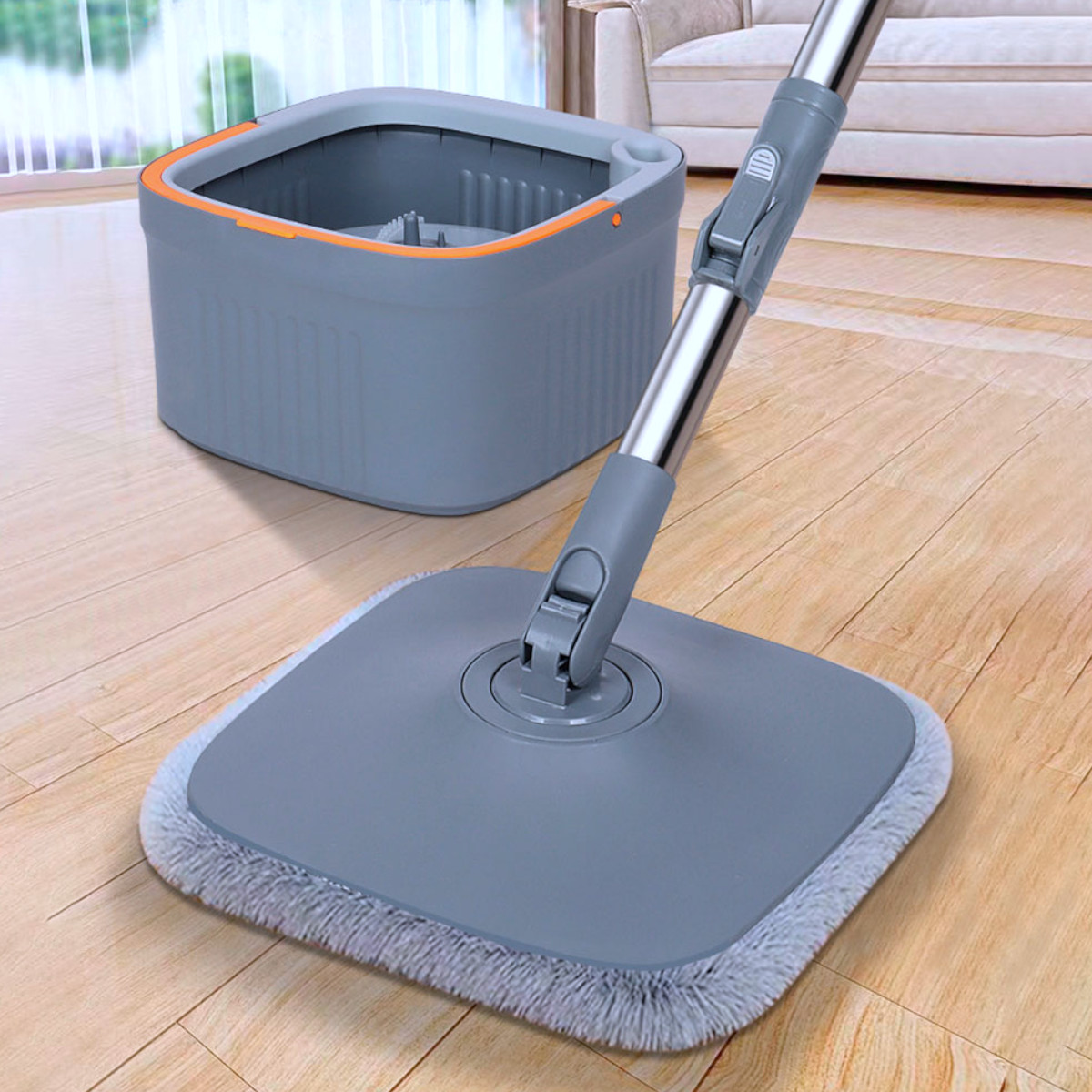 Розумна швабра з безконтактним віджимом та відром 6 л + 2 насадки Clean Living комплект для прибирання