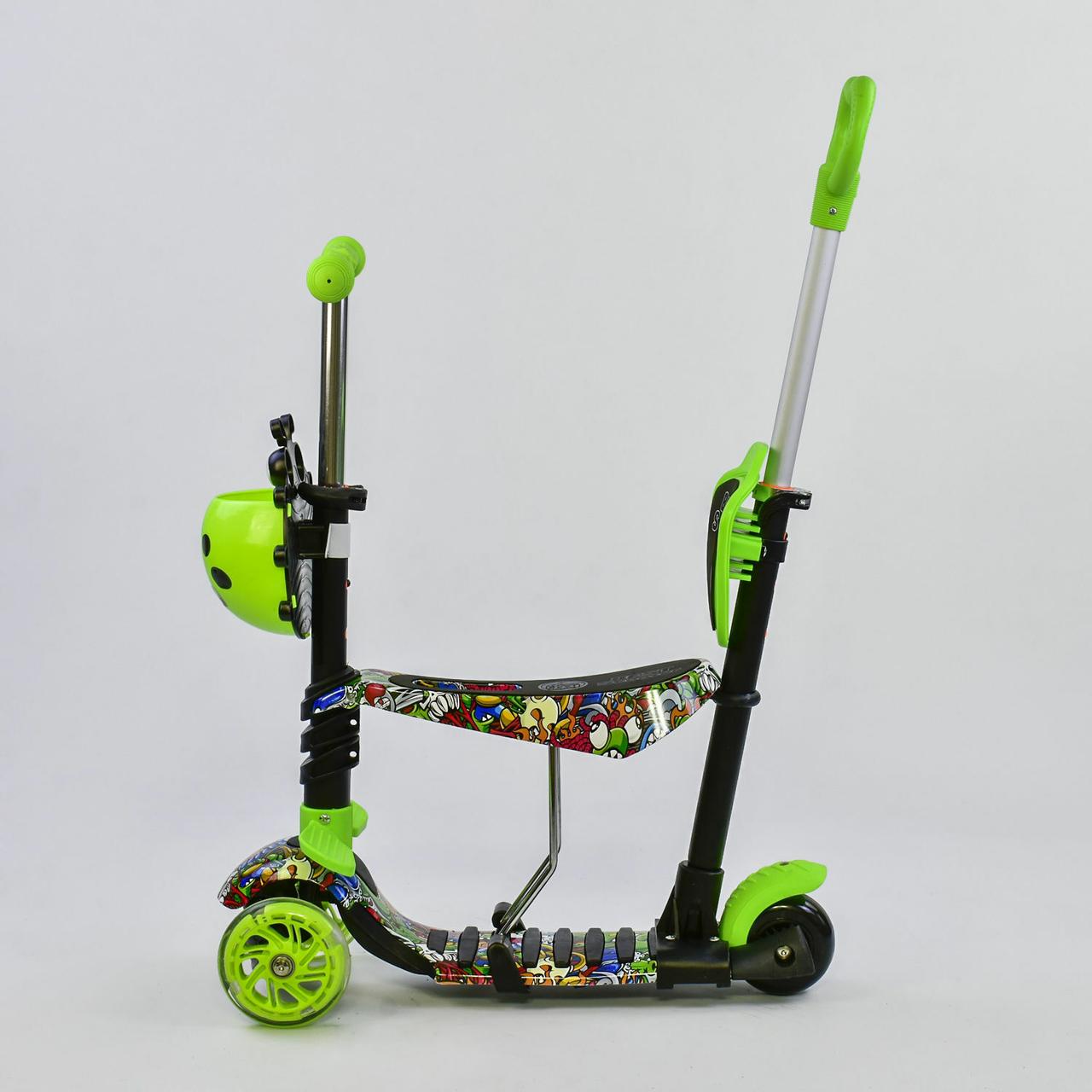 Самокат 5в1 97630 (1) Best Scooter, АБСТРАКЦИЯ, PU колеса, ПОДСВЕТКА  КОЛЕС, в коробке