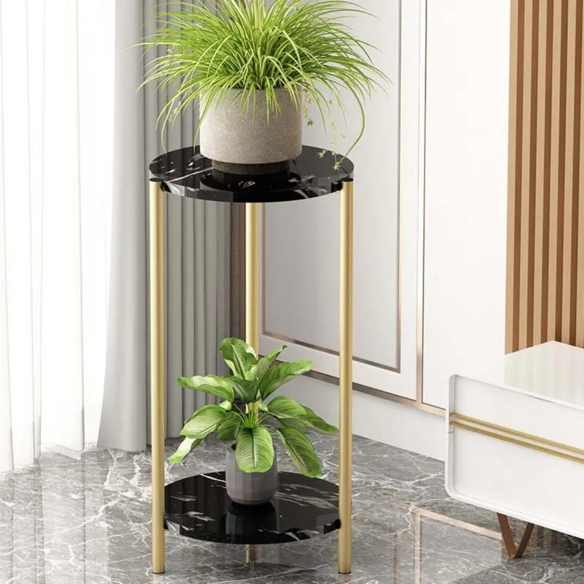 Стіл журнальний Modern Home 2 яруси 30 х 30 х 60 см (M50269-BL) Чорний
