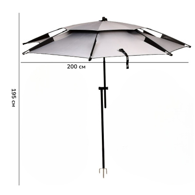 Зонт пляжный садовый рыбацкий антиветер с наклоном Outdoor Umbrella 2 м (MH-5470) (Серый)