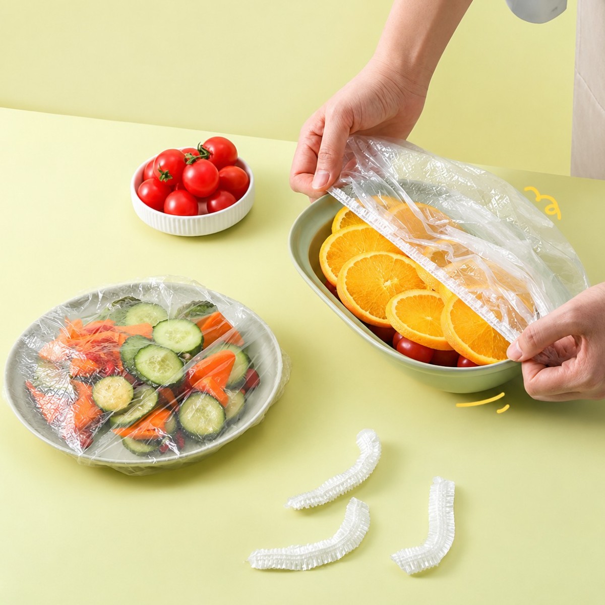 Пакети-кришки на гумці для тарілок Food Cover кришка-чохол на гумці для продуктів 100 шт 40 см