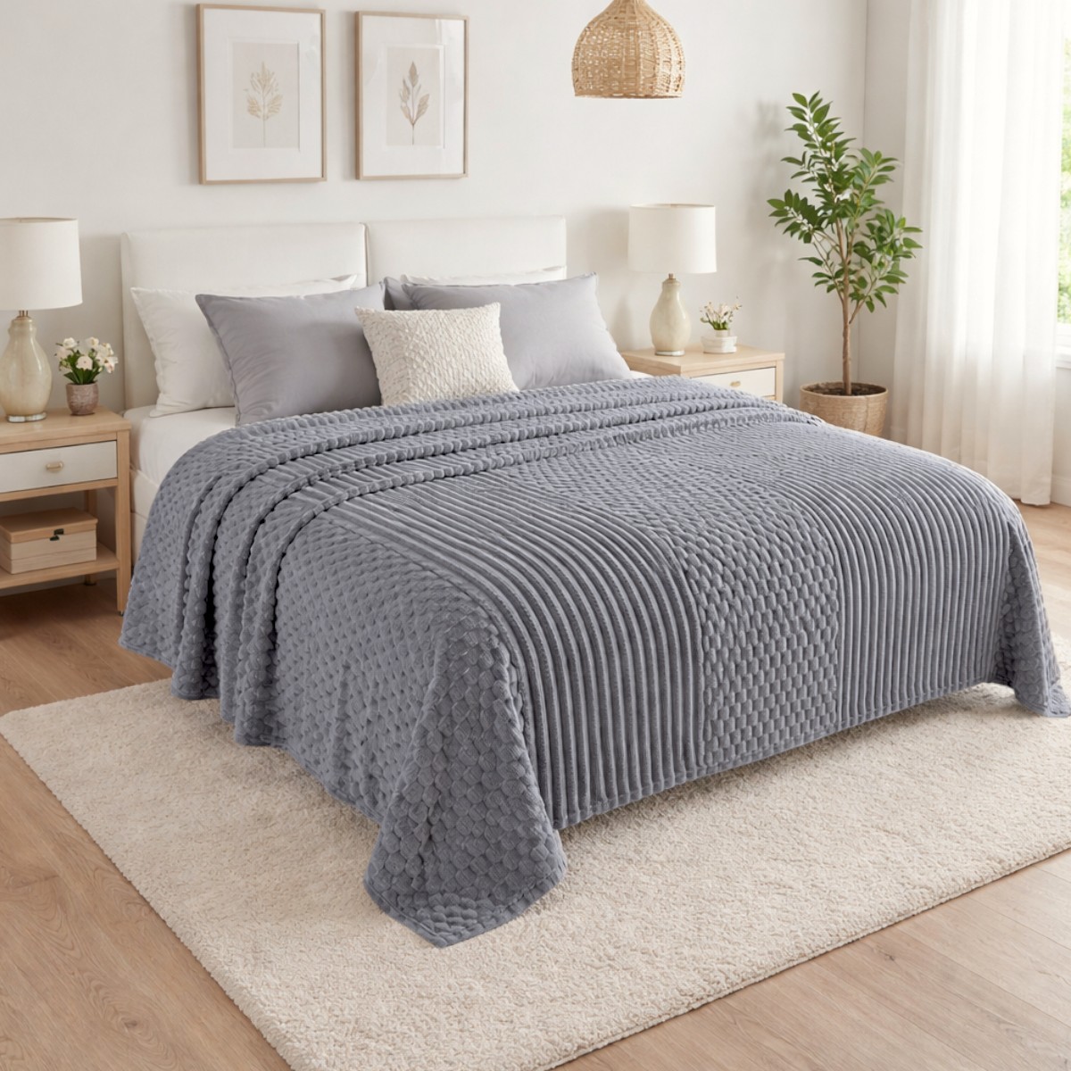 Плед двуспальный KOLOCO "Шарпей Comfort 3D" 180 х 200 см (43227) Серый