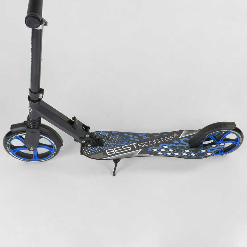 Самокат_49716_(2)_Best_Scooter_ЧЕРНЫЙ_зажим_руля_переднее_колесо_PU_-_22_см_заднее_колесо_PU_-_20_см
