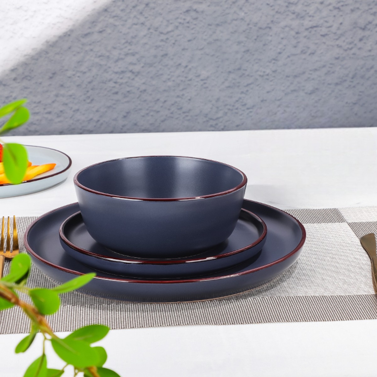 Набор столовой посуды Piece Stoneware 12 предметов (MC5579-1) Темно-синий