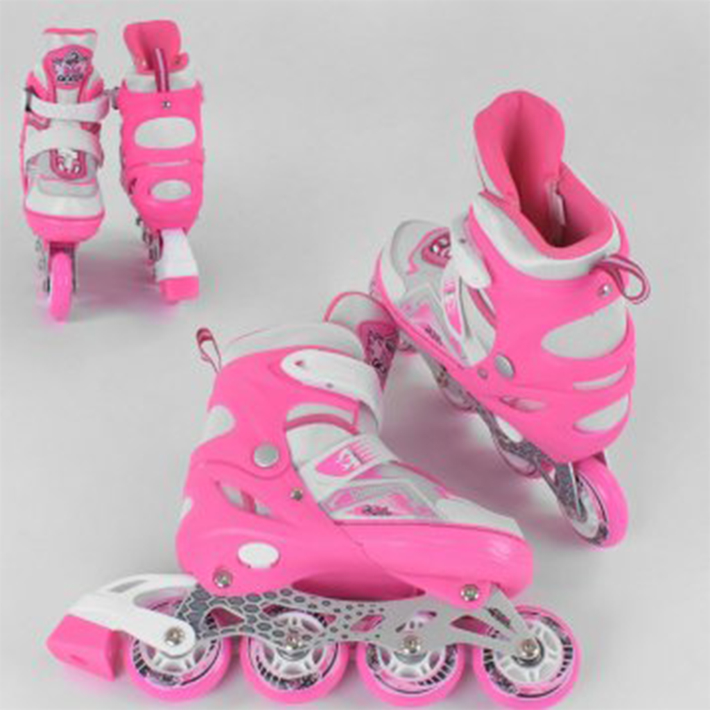 Ролики_7005-S_Best_Roller_размер_30-33_цвет_–_РОЗОВЫЙ_(6)_колёса_PU_ПЕРЕДНЕЕ_КОЛЕСО_СВЕТ_в_сумке_d_к