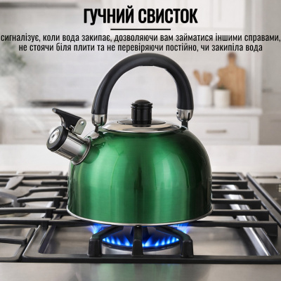 Чайник A-PLUS со свистком 3.0 л (1330) (Зелёный)