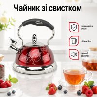 Чайник со свистком из нержавеющей стали 3 л A-PLUS (1238-WK) для газовой и индукционной плиты