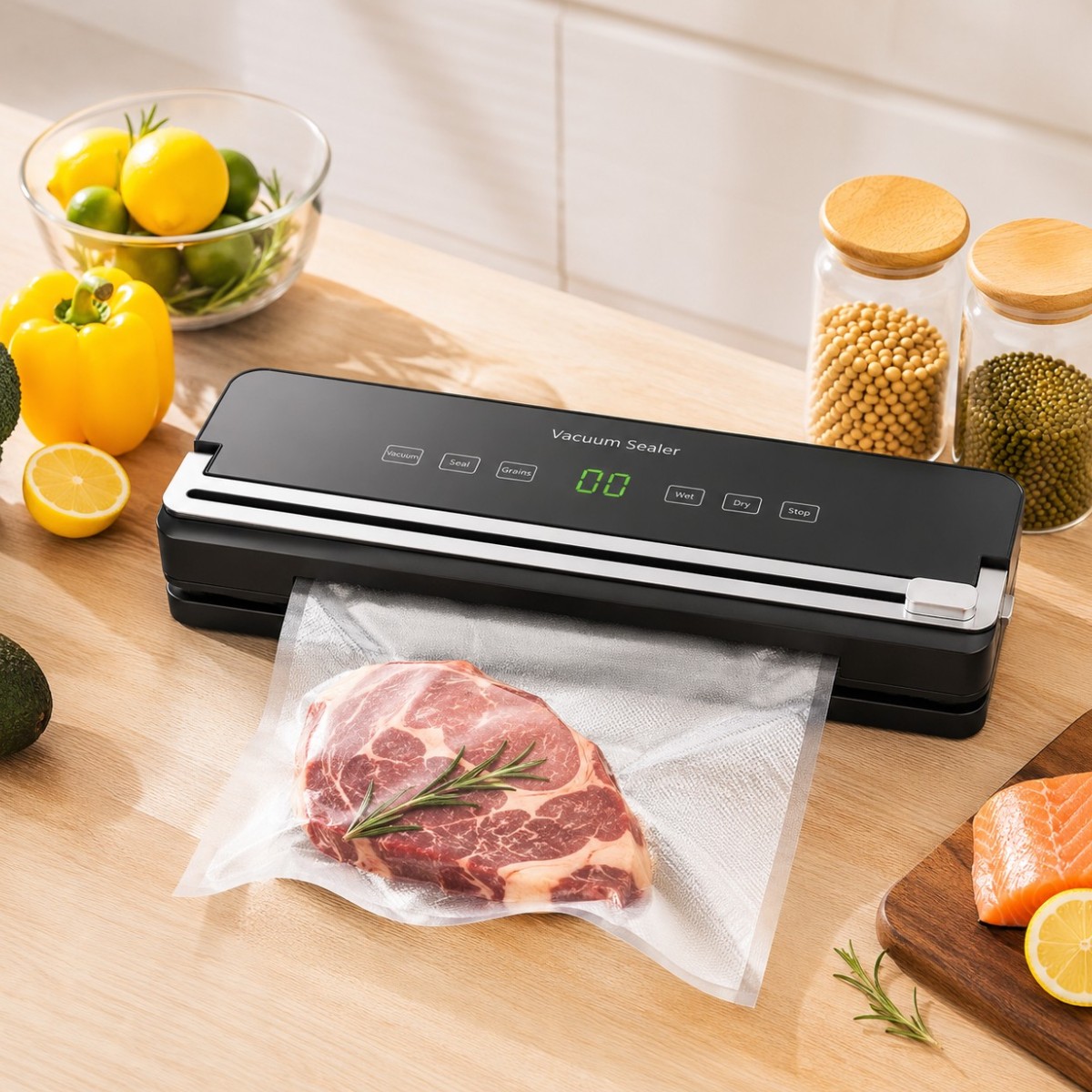 Вакууматор для продуктов Vacuum Sealer, вакуумный упаковщик для сухих и влажных продуктов Sous-Vide