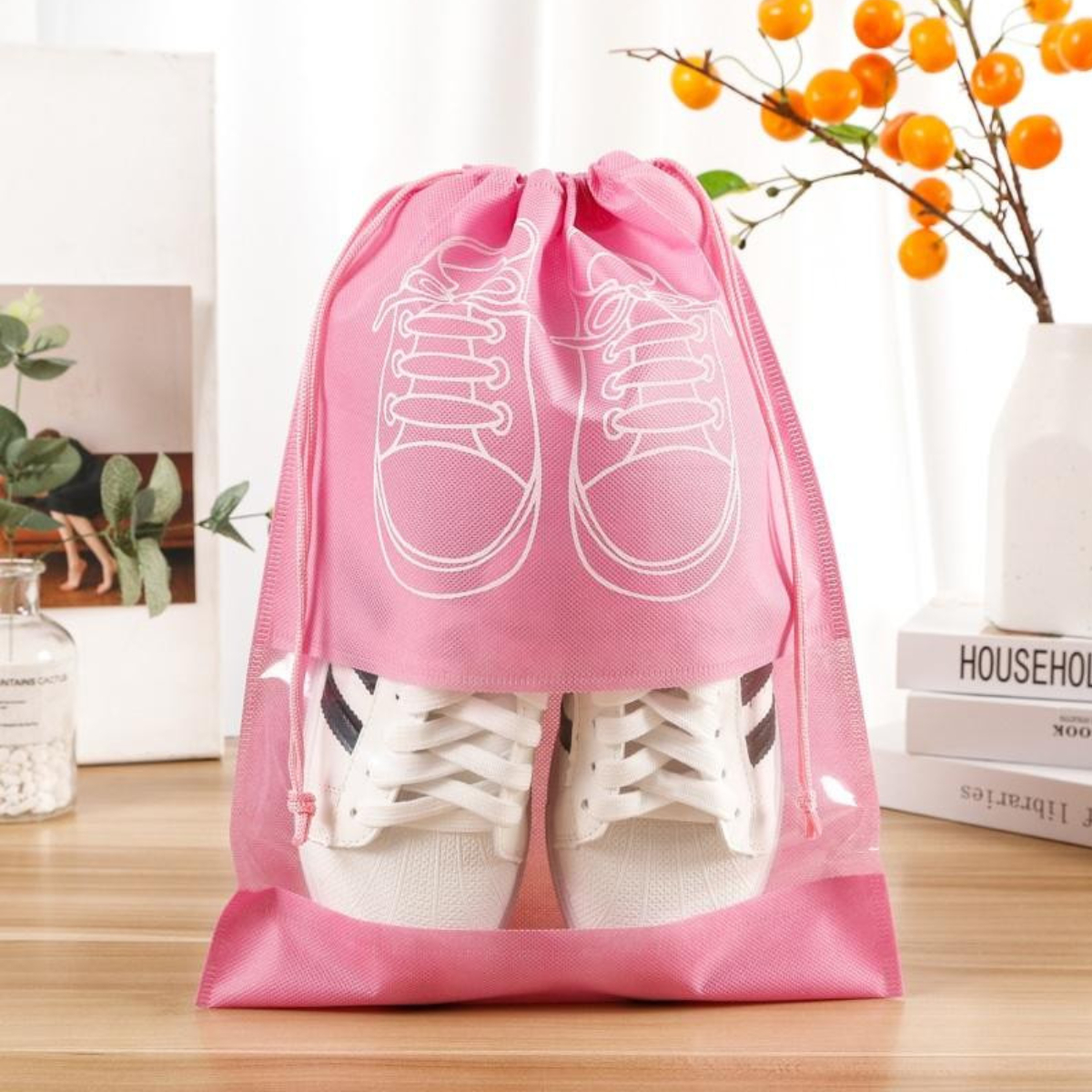 Чехол для хранения и перевозки обуви Shoe Bag на затяжках, с окошком 27 х 36 см (WW58742-3)