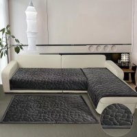 Покрывало велюровое на диван или кресло Koloco 3 шт Серый