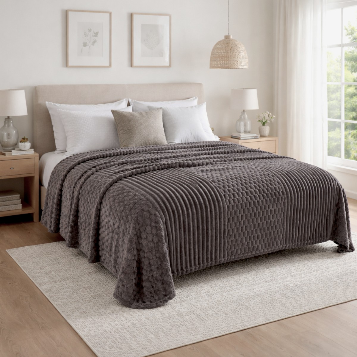 Плед двоспальний KOLOCO "Шарпей Comfort 3D" 180 х 200 см (43230) Темний сірий