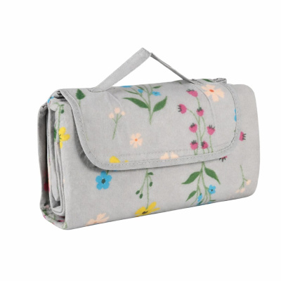 Коврик для пикника Picnic Mat флисовый водонепроницаемый 200 х 200 см (R42069-M) ("Цветы на сером")
