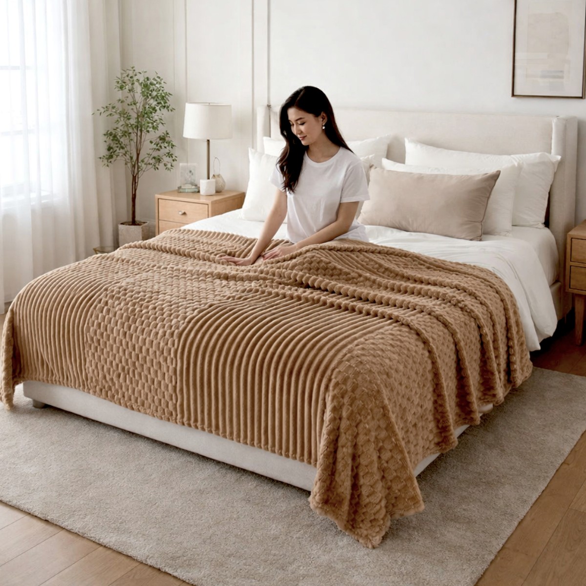 Плед двоспальний KOLOCO "Шарпей Comfort 3D" 180 х 200 см (43231) Коричневий