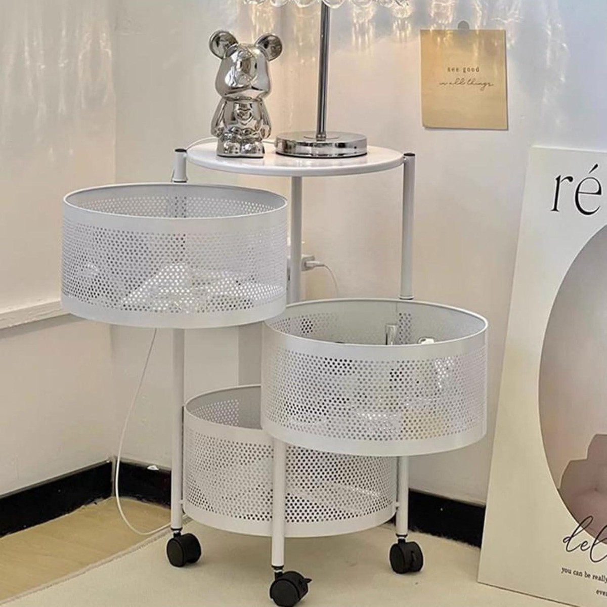 Этажерка на колесах Modern Home "Sphere" 3 яруса 34 х 60 см (R100101-W) Белая