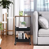 Этажерка на колесах Modern Home 3 яруса 43 х 30 х 77 см (M50287-BL) Черная