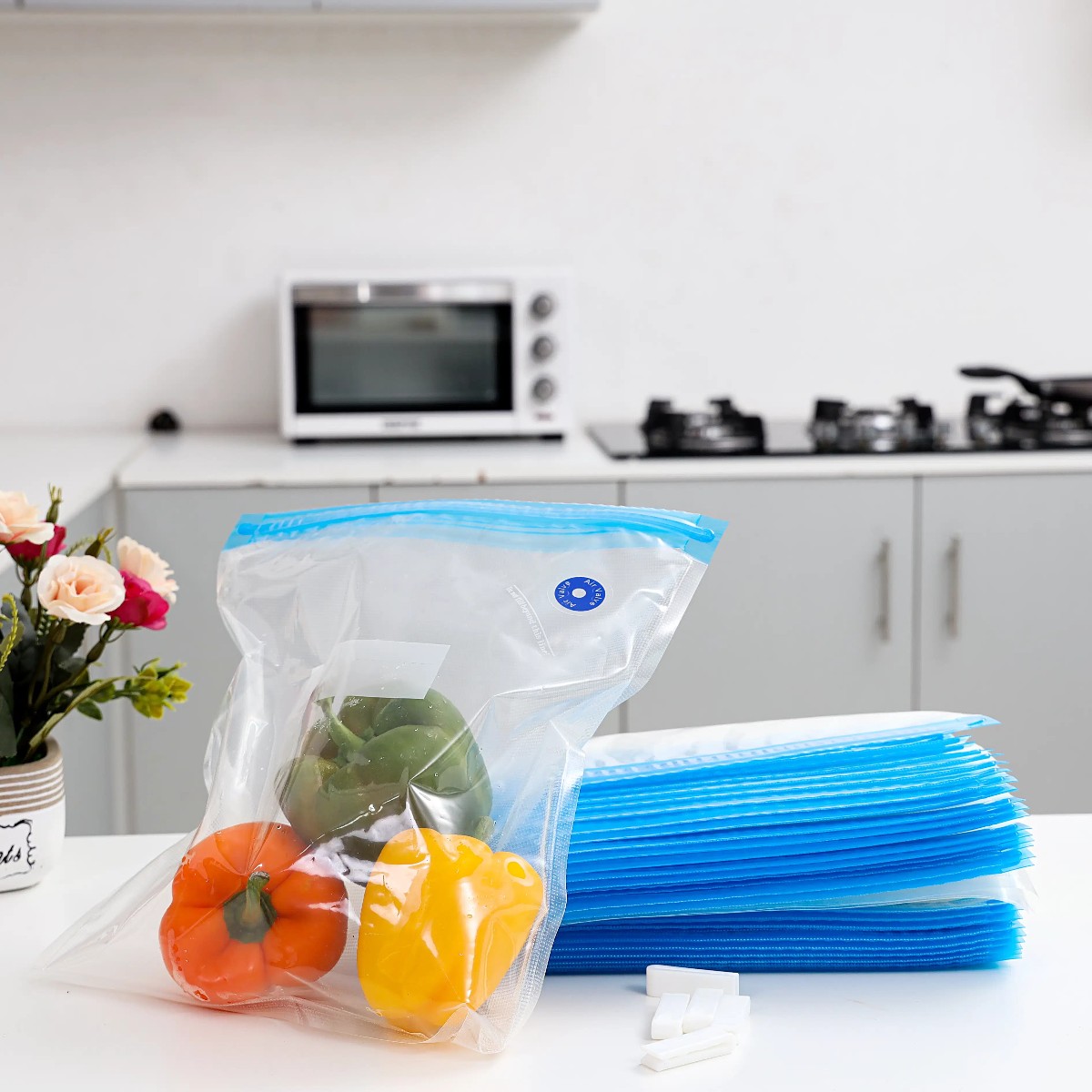 Вакуумні пакети Vacuum Bag для харчових продуктів із застібкою та клапаном 6 шт 21 х 22 см (R37418-22)