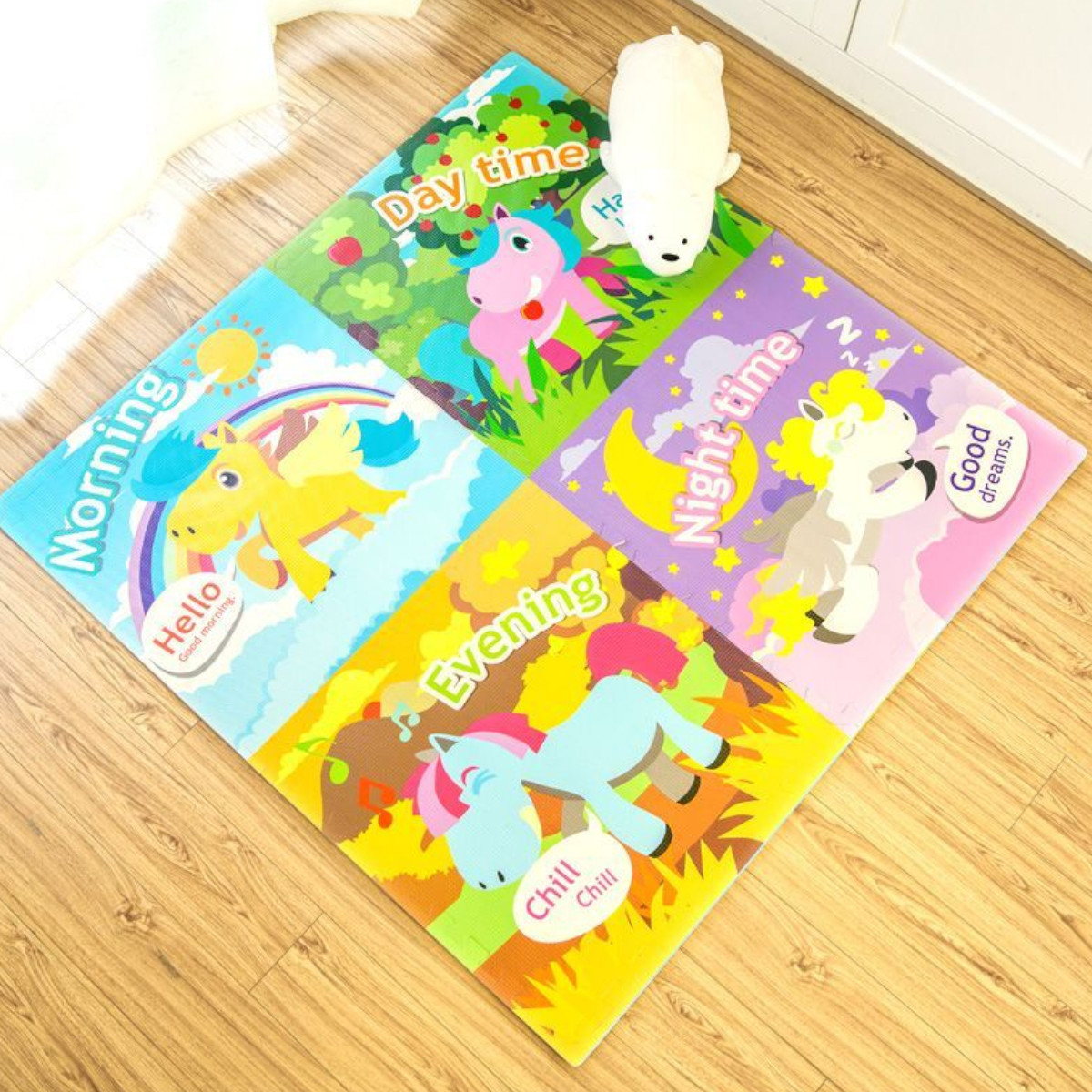 Дитячий килимок-пазл розвиваючий, ігровий для повзання малюків Puzzle Mat 60 х 60 см 4 шт (C 73897)