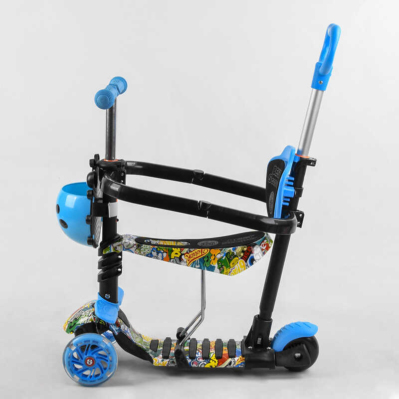 Самокат_5в1_S_1565_(1)_Best_Scooter_АБСТРАКЦИЯ_с_защитным_бампером_PU_колеса_ПОДСВЕТКА__КОЛЕС_в_коро