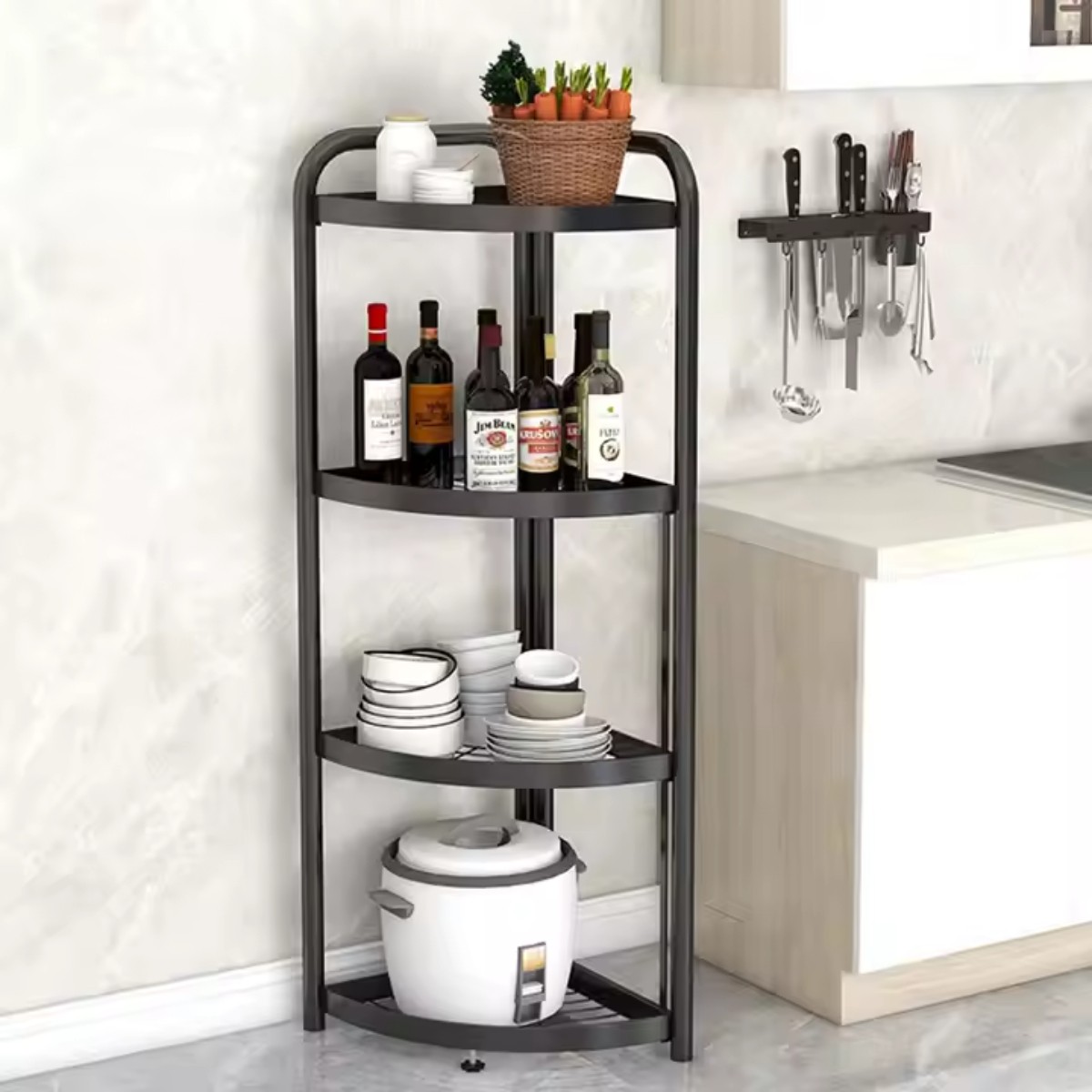 Складна полиця стелаж кутова Storage Rack 4 яруси 51 х 35 х 120 см (M50285)