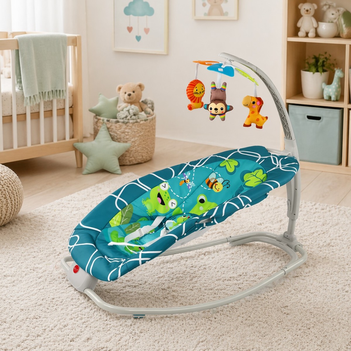 Дитячий шезлонг-гойдалка Baby Cradle заколисуючий центр для новонароджених дітей, дитяче крісло (8788)