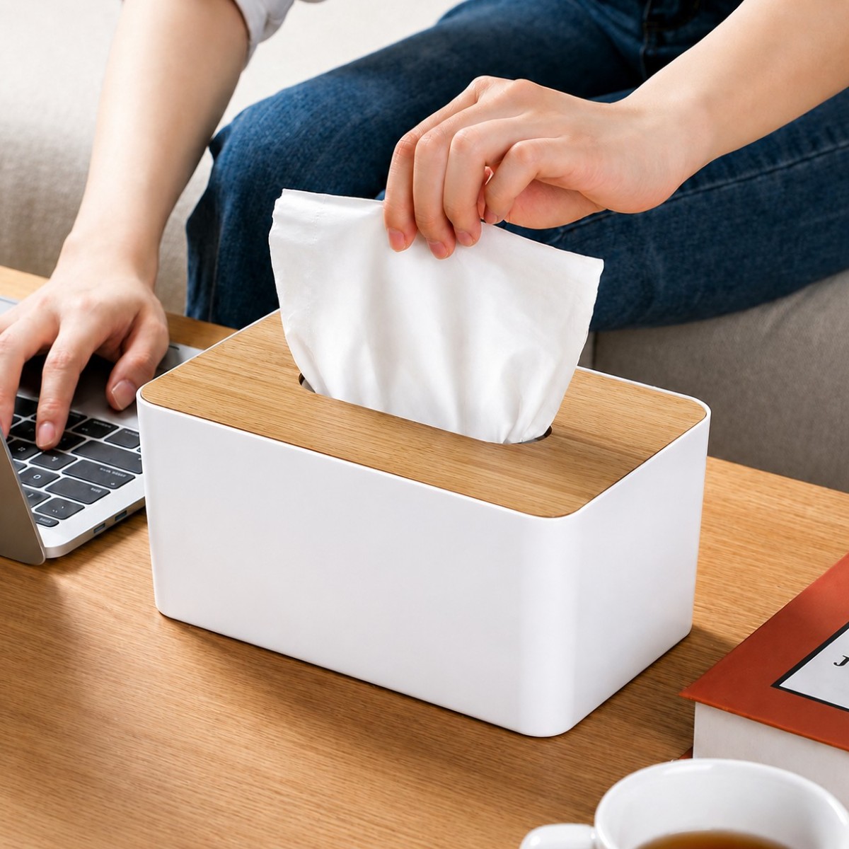 Органайзер для салфеток Tissue Bamboo Grand 19 х 12 х 10 см (0483) (Белый)