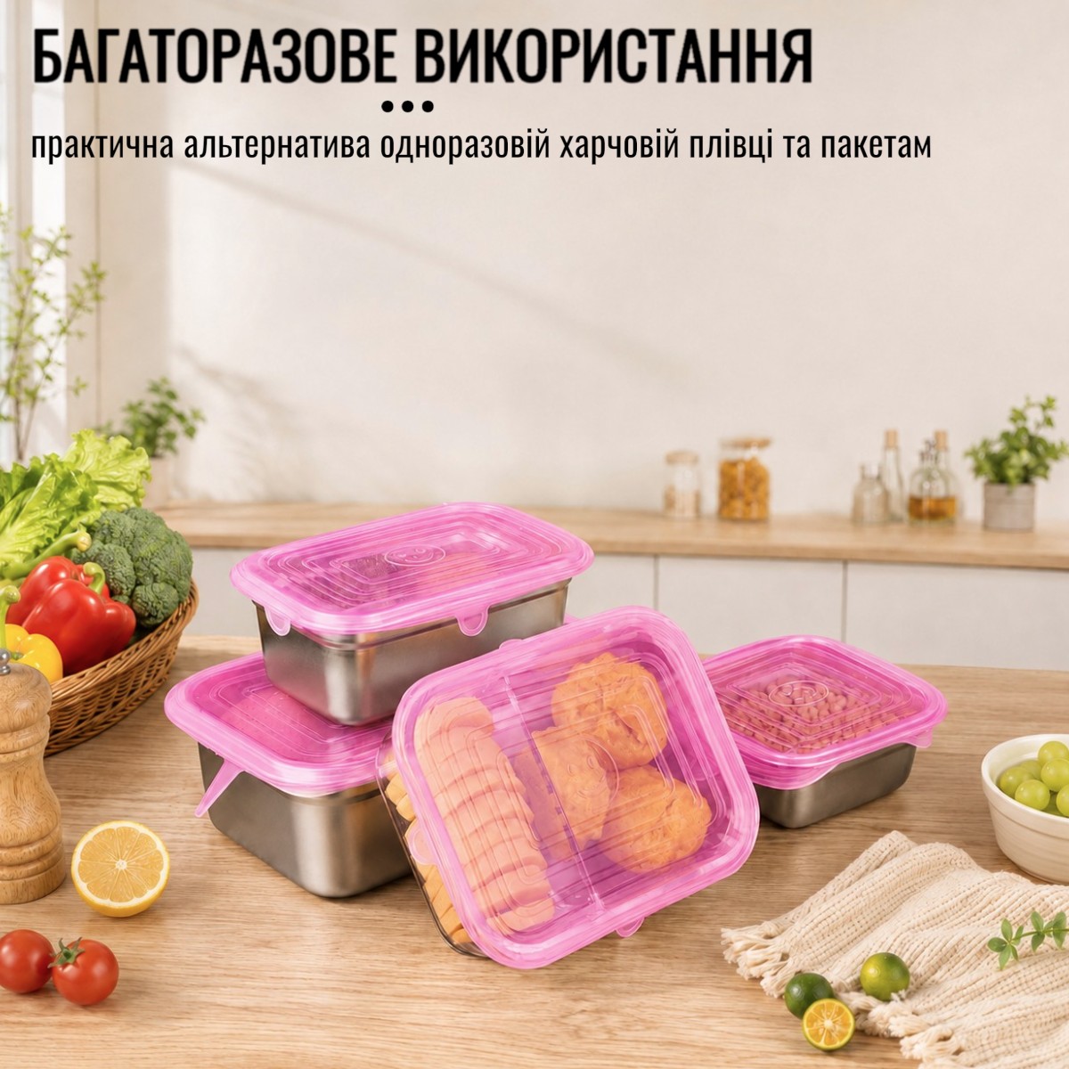 Набор силиконовых крышек для продуктов и посуды SILICON CAP многоразовые, универсальные 6 шт