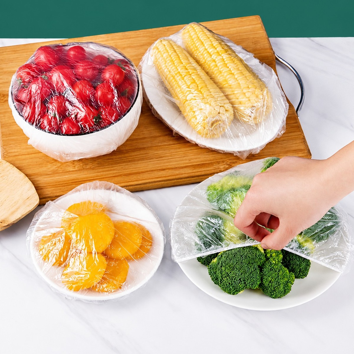 Пакети-кришки на гумці для тарілок Food Cover кришка-чохол на гумці для продуктів 100 шт 40 см