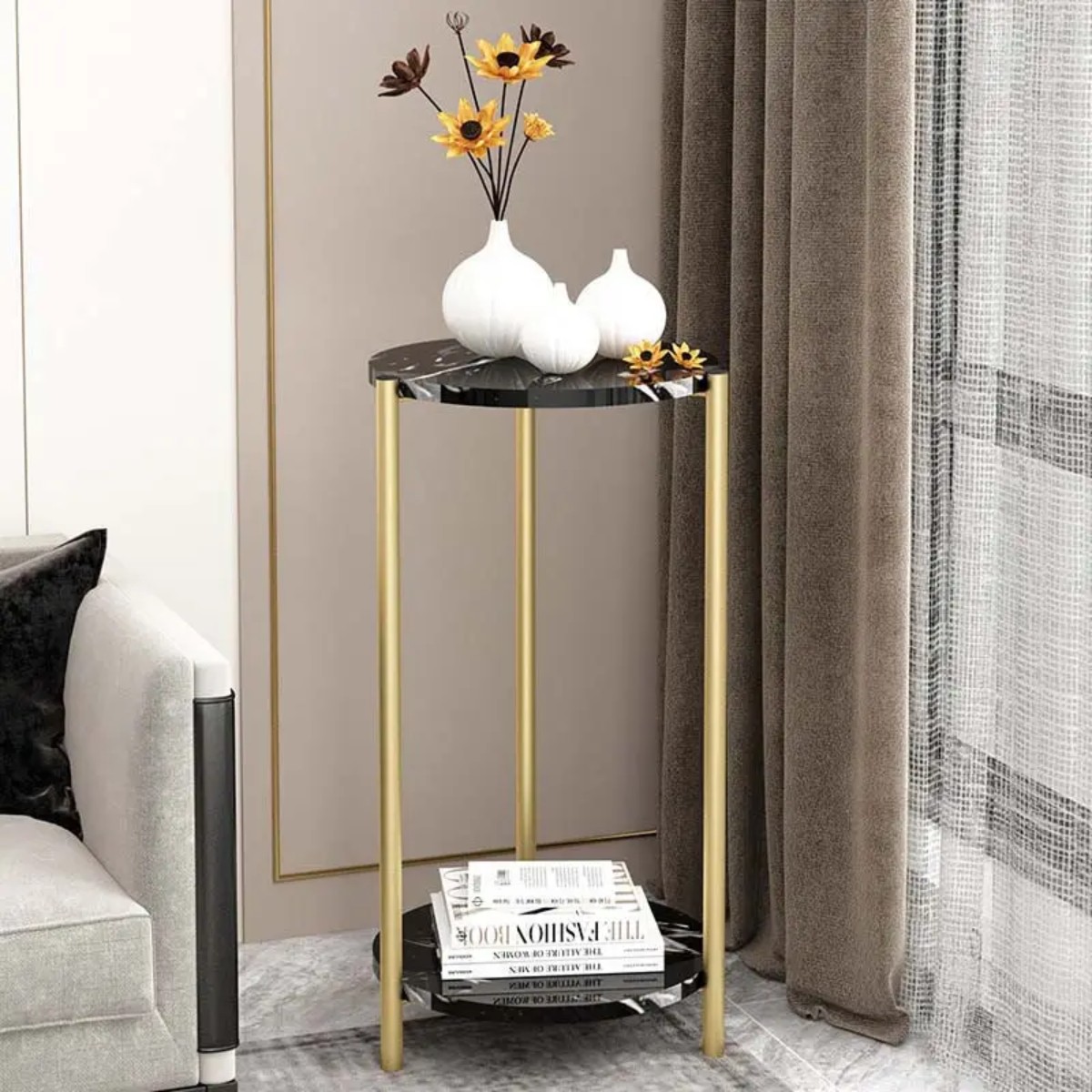 Стіл журнальний Modern Home 2 яруси 30 х 30 х 60 см (M50269-BL) Чорний