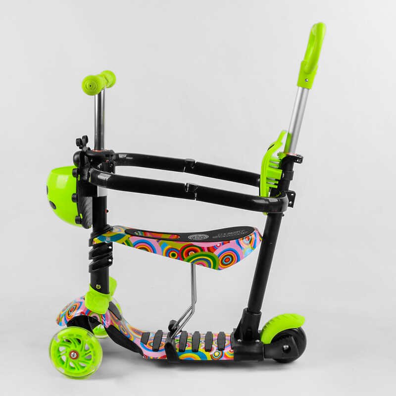 Самокат_5в1_S_6732_(1)_Best_Scooter_АБСТРАКЦИЯ_с_защитным_бампером_PU_колеса_ПОДСВЕТКА__КОЛЕС_в_коро